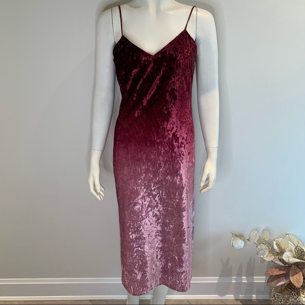 Sunset Skyline Burgundy Ombré Velvet Dress
